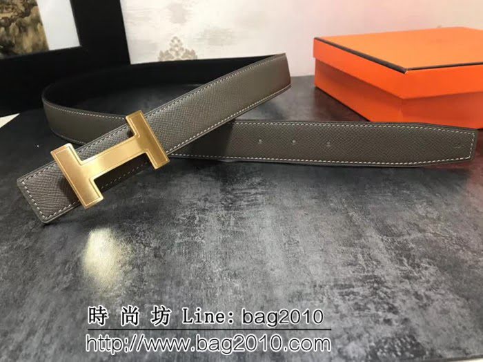 愛馬仕HERMES 雙面原版進口牛皮 拋光雕刻logo 雙面可用 高端男士皮帶 HHG1474